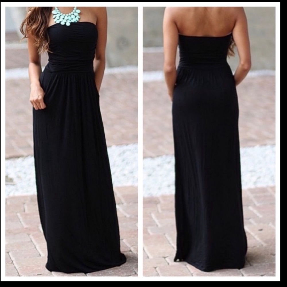 Best favorite style Tube side pockets maxi dress - Picture 2 of 3
